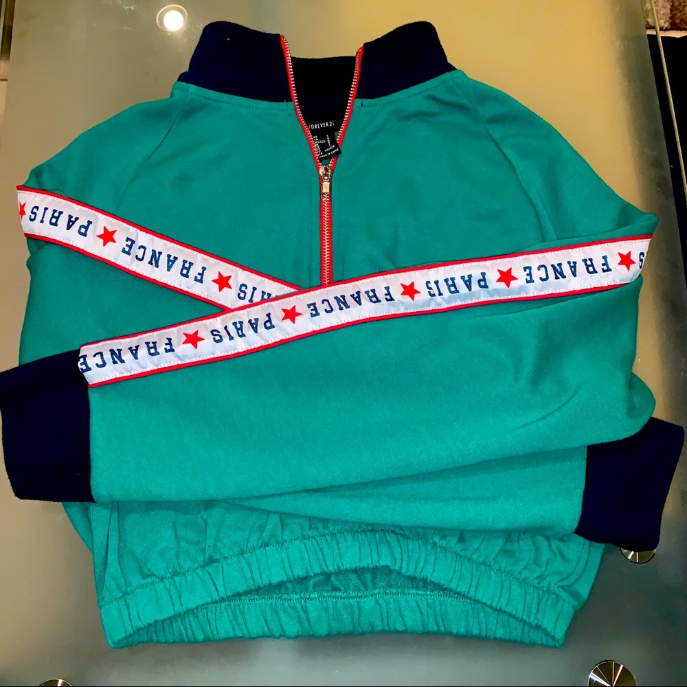Forever 21 crop top sweater/ zip up turtle neck
